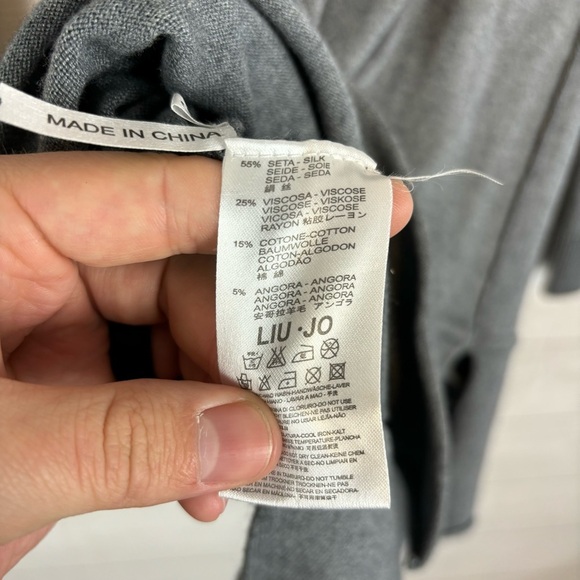 LIN JEANS LIU JO GRAY LONG SLEEVE TOP CARDIGAN ITALY SIZE SMALL SWEATER SILK - Picture 9 of 10